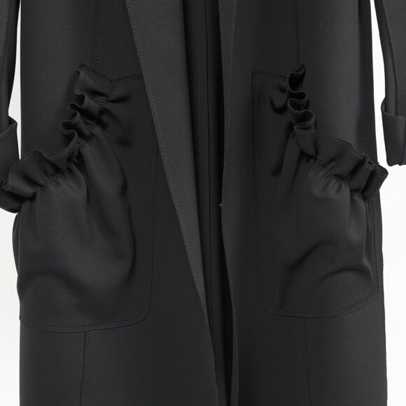 Marie Saint Pierre Black Neoprene Open-Front Ruffle-Pocket Coat - Picture 6 of 9